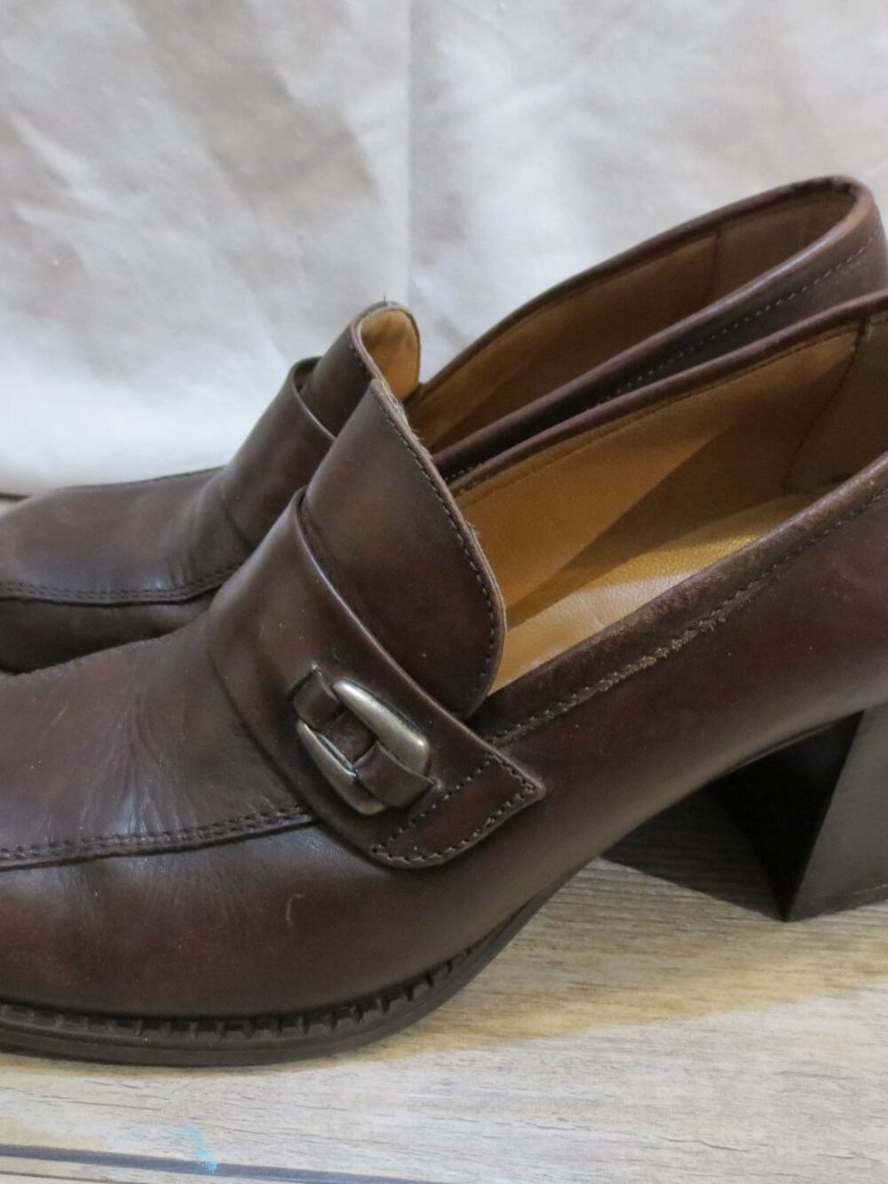 Aldo Womens Brown Heeled Loafer Pump Italian Shoes - US 8 - 38